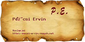Pécsi Ervin névjegykártya